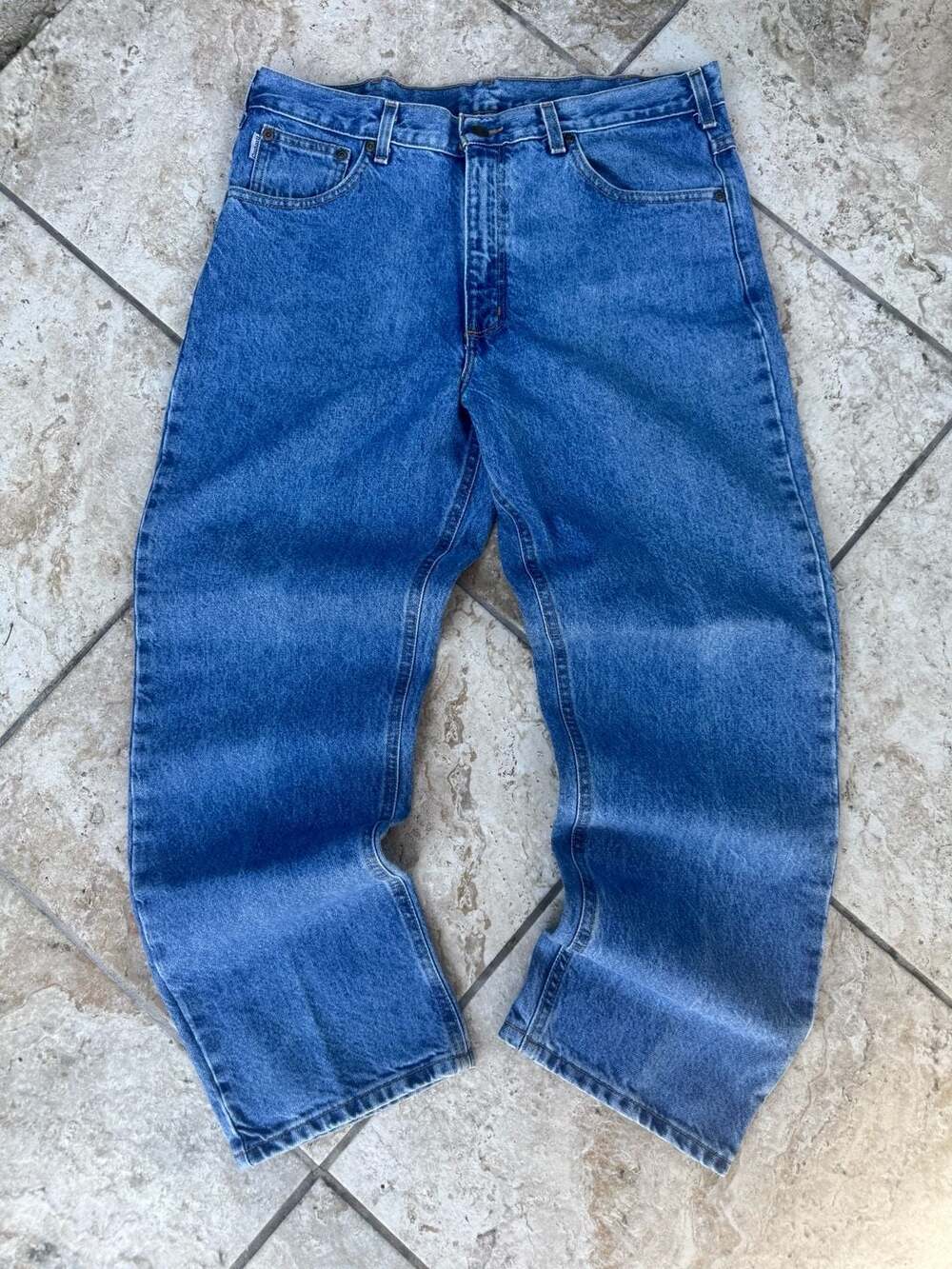 Carhartt B160 STW Relaxed Fit Denim Jeans Size 36x30 Medium Wash Blue